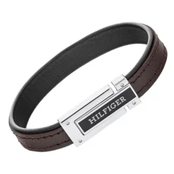 Bracelet Homme 19CM TOMMY HILFIGER FLAT Cuir Brun