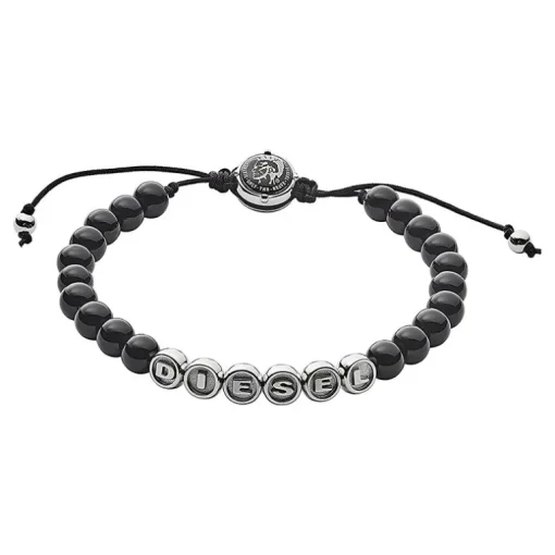 Bracelet Homme DIESEL Acier Argenté et Perles Synthétiques