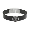 Bracelet Homme DIESEL Cuir Noir et Acier Argenté
