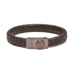 Bracelet Homme DIESEL Cuir Brun et Acier Argenté