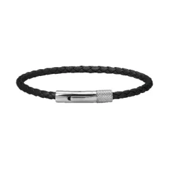 bracelet homme Driver ROCHET cuir tressé noir