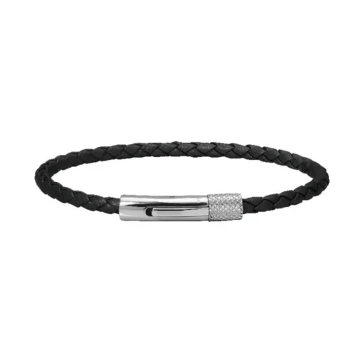 bracelet homme Driver ROCHET cuir tressé noir
