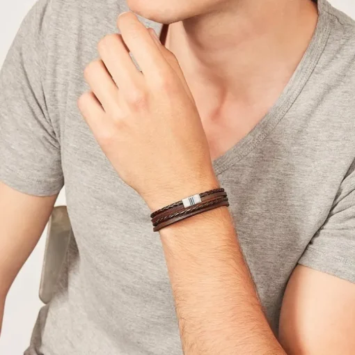 Bracelet homme FOSSIL CASUAL cuir tressé