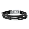 bracelet homme fossil multi-rangs cuir noir
