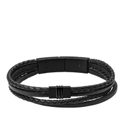 Bracelet Homme Fossil multi-rangs cuir