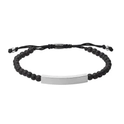Bracelet Homme FOSSIL Pierres De Lave Noires