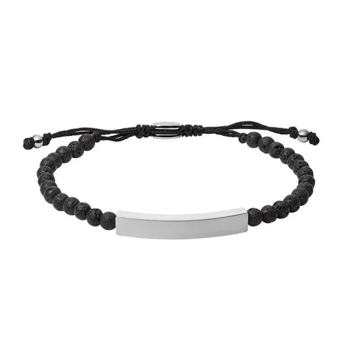 Bracelet Homme FOSSIL Pierres De Lave Noires