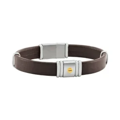 Bracelet Homme JOURDAN ANTONIO Cuir Brun Acier Argenté