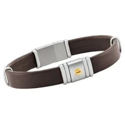 Bracelet Homme JOURDAN ANTONIO Cuir Brun Acier Argenté