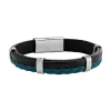 Bracelet Homme JOURDAN PAROS Cuir Noir et Bleu