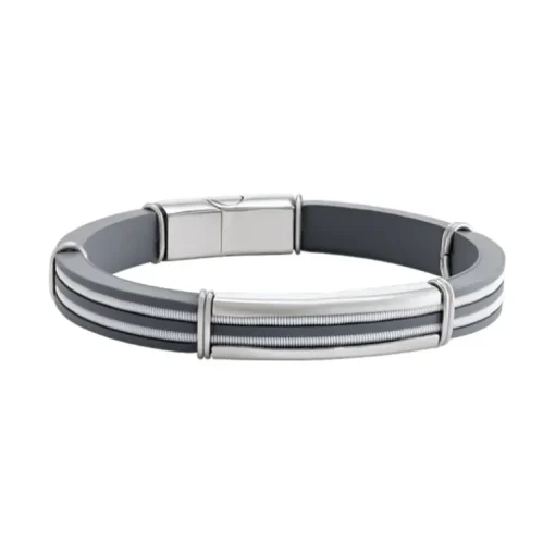 Bracelet Homme JOURDAN ROWANN Silicone Bleu et Nylon Blanc