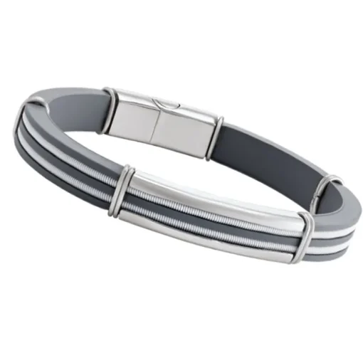 Bracelet Homme JOURDAN ROWANN Silicone Bleu et Nylon Blanc