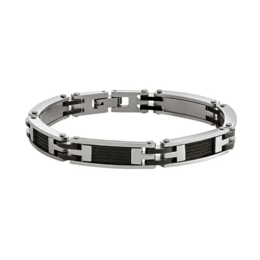 Bracelet Homme JOURDAN ZÉPHYR Acier Noir et Argenté