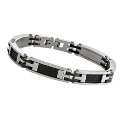 Bracelet Homme JOURDAN ZÉPHYR Acier Noir et Argenté