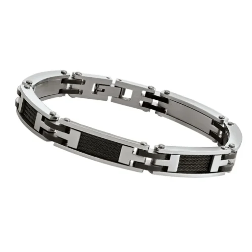 Bracelet Homme JOURDAN ZÉPHYR Acier Noir et Argenté