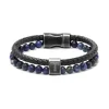 bracelet homme Karma ROCHET cuir noir et lapis lazuli