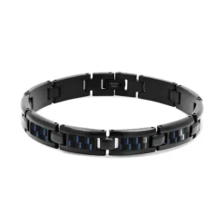bracelet homme Mercury acier noir et carbone