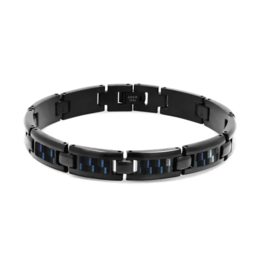 bracelet homme Mercury acier noir et carbone