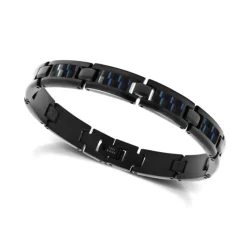 bracelet homme Mercury acier noir et carbone