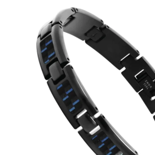 bracelet homme Mercury acier noir et carbone