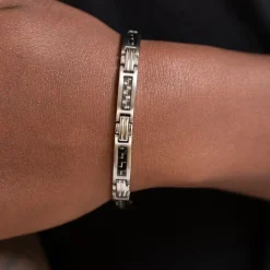 Bracelet Homme PHEBUS Acier Et Carbone Noir 35-0920