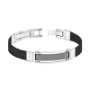 Bracelet Homme PHEBUS Acier Et Cuir Noir 35-0746-N