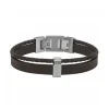 Bracelet Homme Phebus Acier et Cuir Synthétique Tressé Brun