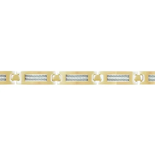 Bracelet Homme PHEBUS Acier Doré Et Câble 35-0950