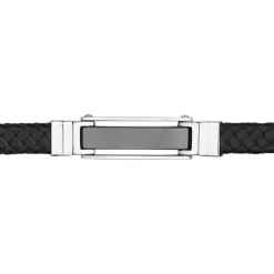 Bracelet Homme PHEBUS Acier Et Cuir Noir 35-0746-N