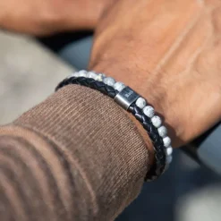 Bracelet Homme ROCHET KARMA Cuir Noir