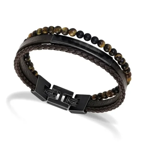 Bracelet Homme ROCHET YALE Cuir Brun