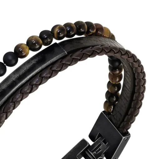 Bracelet Homme ROCHET YALE Cuir Brun
