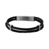 Bracelet Homme SCOOTER Cuir Noir et Agate Noir