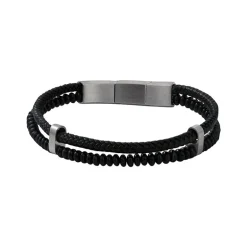 Bracelet Homme SCOOTER Cuir Noir et Agate Noir