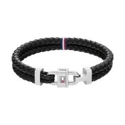Bracelet Homme TOMMY HILFIGER CARABINER Cuir Noir