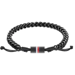 Bracelet Homme TOMMY HILFIGER BRAIDED METAL Acier Noir Nylon Noir