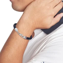 Bracelet Homme TOMMY HILFIGER TYSON Acier et Cuir Bleu 2790634