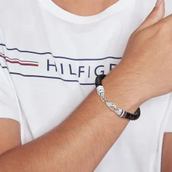 Bracelet Homme TOMMY HILFIGER TYSON Acier et Cuir Noir 2790632