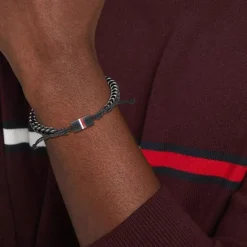 Bracelet Homme TOMMY HILFIGER BRAIDED METAL Acier Noir Nylon Noir