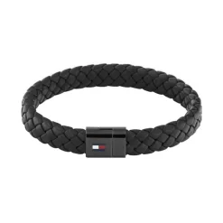 Bracelet Homme Tressé TOMMY HILFIGER Cuir Noir