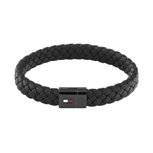 Bracelet Homme Tressé TOMMY HILFIGER Cuir Noir
