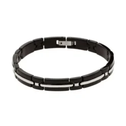 bracelet homme Trinidad ROCHET Acier argenté et noir