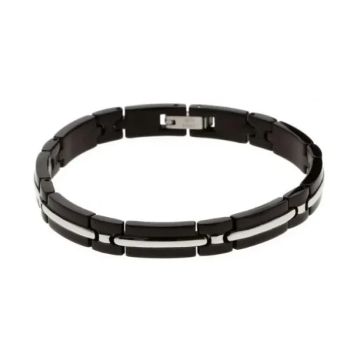 bracelet homme Trinidad ROCHET Acier argenté et noir