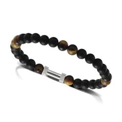 bracelet homme Zen ROCHET Agates et œil de tigre