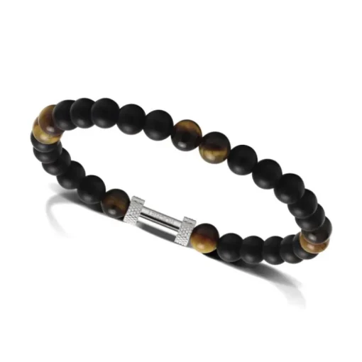bracelet homme Zen ROCHET Agates et œil de tigre