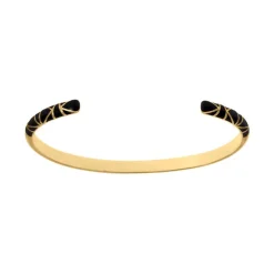 Bracelet Jonc Femme LES CADETTES IBIZA BANDEAU NOIR Laiton Doré