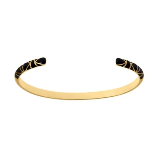 Bracelet Jonc Femme LES CADETTES IBIZA BANDEAU NOIR Laiton Doré