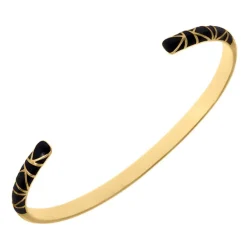 Bracelet Jonc Femme LES CADETTES IBIZA BANDEAU NOIR Laiton Doré