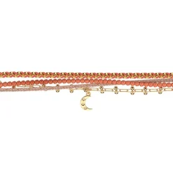 Bracelet Multi-Rangs Femme LES CADETTES MIA Perles Oranges