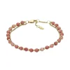 Bracelet Perles Femme FOSSIL ALL STACKED UP Acier Doré Rhodochrosite Rose